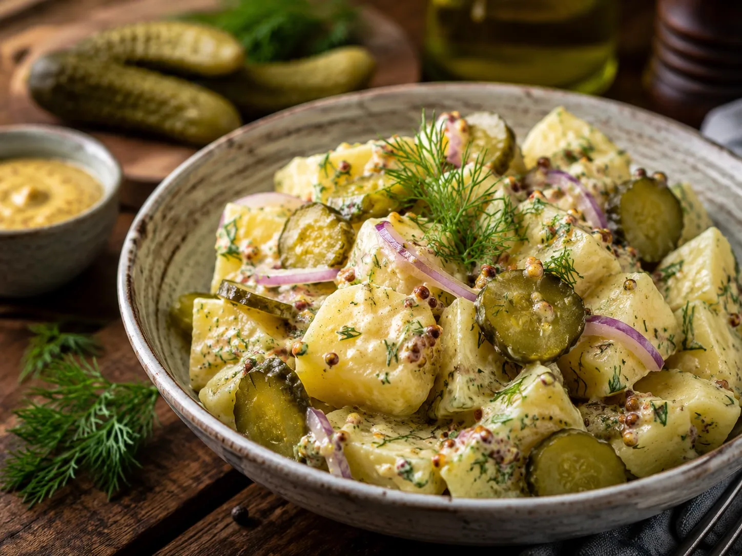 Kornişonlu ve Hardallı Gurme Patates Salatası
